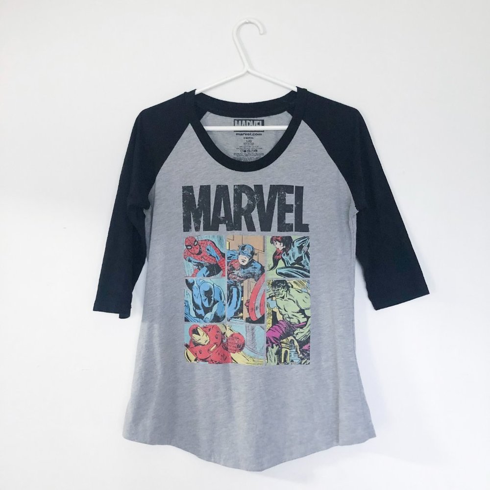 Marvel long sleeve graphic tee Baseball style t-shirt women’s size large